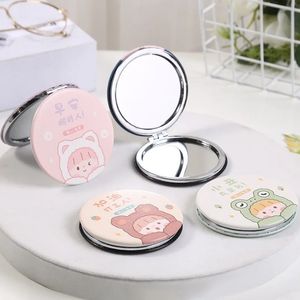 1 st mini makeup kompakt tecknad spegel bärbar tvåsidig vikning make up spegel kvinnor kosmetiska speglar för gåva