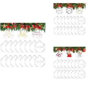 FESTIMENTOS DE PARTE JFBL 72 PCS 3,5 polegadas Ornamento de acrílico em branco com buracos ROUNTE Ornamentos de Natal em massa para decorações de férias