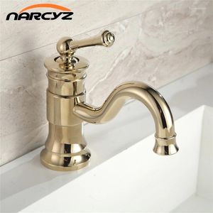 Bathroom Sink Faucets Brass Basin Gold Faucet And Cold Water Single Hole Handle Mixer Tap XT827