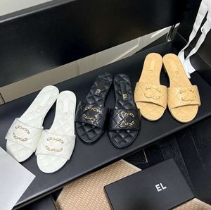 Mens Womens Slippers Sliders Sandal Fashion Summer Loafer Beach Casual Shoes Flat Channel Luxury Designer Slide Top Quality Black White Mule Sandale Man Pool Girl 12