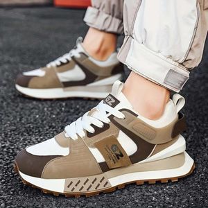 Sports Comfy Men's Vintage Color Block Sneakers - Non-slip Lace Up Shoes for Outdoor Activities