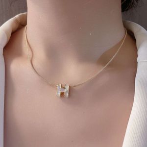 Beimu H Copper Plated True Gold, Versatile Letter Necklace, Collar Chain, Korean Version, Fashionable and Advanced