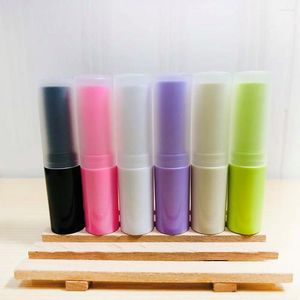 Storage Bottles 50pcs Plastic Lip Tube Slender Cylindrical Lipstick Rotating Directly Filled With Frosted Lid White Yellow Red Pink