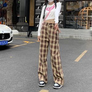 Pantaloni da donna per gamba dritta alla vita alta alla vita alla moda con abiti da streetwear casual business