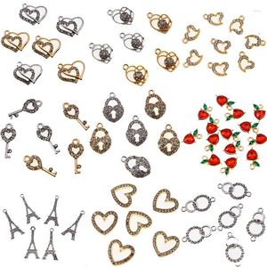 Charms 50pcs/Lots Eiffel Tower Heart Locks Crystal для ювелирных изделий DIY Мода