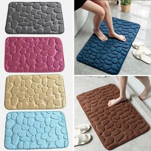 Bath Mats Memory Doormat Cobblestone Bathtub-Side Foam Non-slip Rug Carpets Embossed Room In Bathroom Mat Shower Wash Basin Pad Floor