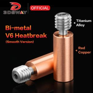 Mice 3dsway 3d Printer Parts Titanium Alloy Bimetal Heatbreak Red Copper Smooth Throat M6 Thread V6 Hotend Heater Block Nozzle 1.75mm