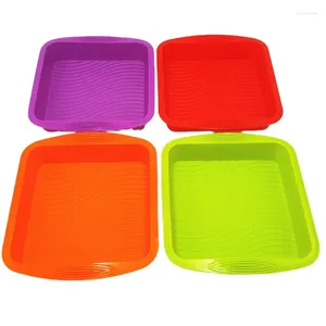 Moldes de cozimento quadrado silicone pão bolo de pan brownies bandeja de bandeja de flapjacks anti-skid manuseio de bolos de cor aleatório cor aleatória