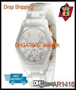 100 Oryginalny ruch Japonii Drop New White Lovers Ceramic Chronograph Watch AR1416 AR14178612265