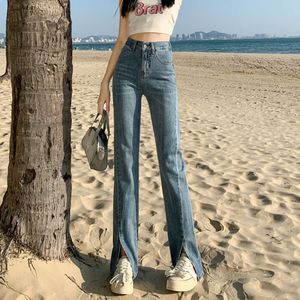 Jeans womens primavera e autunno 2024 primavera/estate New High Waist Spalato Slim Slip Small White Micro Flare Pants