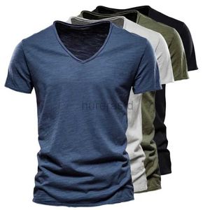 Herr t-shirts 2024 mode mens t-shirt avancerad bomull fast färg kort ärm topp sommar casual sportkläder hög kvalitet mens s-5xl 2445