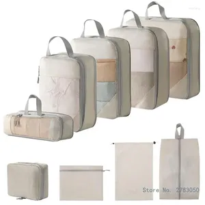 Bolsas de armazenamento 5pcs/conjunto Bag de viagem Cubos de embalagem de compactação