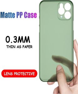 03mm Ultra İnce PP İPhone 12 için Telefon Kılıfları Mini 11 Pro x Xr XS Maks Tuzlu Tam Şok geçirmez Yarı Saydam Kapak