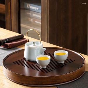 Tea Trays Living Room Household Simple Small Water Storage Type Bamboo Seat Round Large Saucer Sea Table Dry Brewing Set