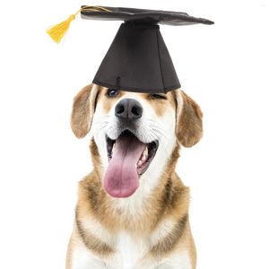 Hundekleidung 2pcs Grad Hat Schwarz Abschluss mit gelben Quasten Kostümkappen Hunde Katzen Graduiertenhüte