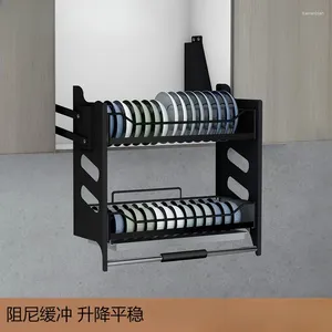 Kitchen Storage Hanging Cabinet Pull-down Lifting Bowl Basket Wall Pull-up Rack Stainless Steel