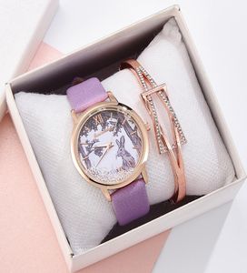 Fashion Watch for Women Mode Abnehmbare Strasssteine Kaninchenkleid Ladies Armband Watch Purple Quarzuhr Drop Reloj8577956