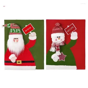 Stol täcker julomslag tecknad snögubbe Santa hem bordsmiddagsdekor