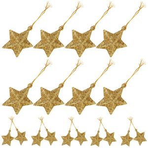 Estatuetas decorativas 24 pcs pentagrama arborinha ornamentos em forma de estrela Garland natal adorna pingentes pendurados decoram decorar