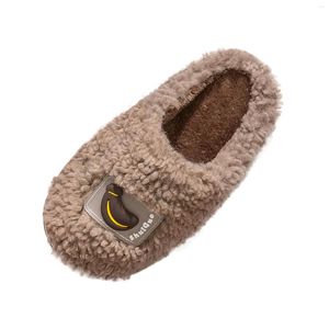 Slippers for Women Outono Inverno Slip-On Furry Flat Home Mantenha sapatos quentes