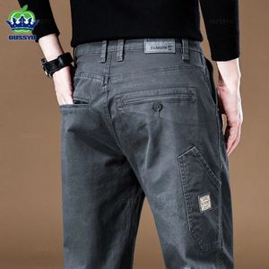 OUSSYU Brand Clothing Mens Cargo Pants 97%Cotton Solid Color Work Wear Casual Pant Wide Korean Jogger Trousers Male 240403