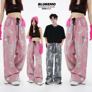 Bluremo |春/夏特別クラフトコントラストカラー抽象刺繍ゆるいリラックスしたドーパミンワイドレッグパンツトレンディ