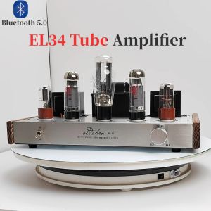 Amplifier Oldchen El34 Vacuum Tube Amplifier Class A Hifi Sound Amplifier High Power 10w Home Theater Bluetooth 5.0 Power Amp