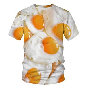 Camisetas masculinas Novo 2023 moda masculina camiseta 3D T-shirt Hamburger Fries francesas de donut ovo engraçado T-shirt Lazer de verão 2445