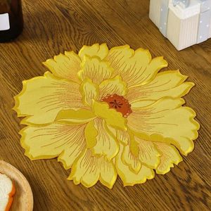 Tapetes de mesa bebida criativa almofada lavável bordado de flor de renda poliéster decorativo decorativo durável para restaurante