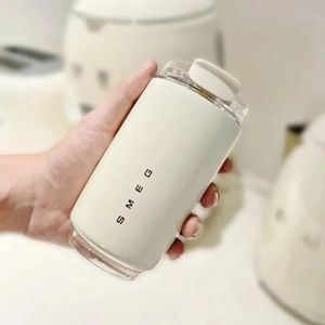 Milky White Thermos Mug Stainless Steel Coffee Cup Portable Cold Dual Purpose Office Insulated Bottle Vacuum Flask Water Jug 240402