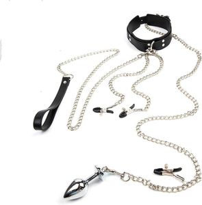 Conjunto de BDSM de Bondage Sex, 3 em 1 conjunto de escravidão plugues de anal e grampos de clitóris, condicionando escravos sexuais com cordas de tração, brinquedos para adultos para adultos