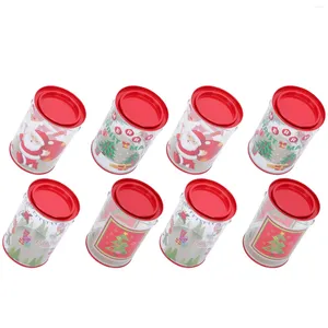 Garrafas de armazenamento 8 PCS Recipientes para alimentos Cilindros portáteis Christmas Candy Jar Placa de tampa de tampa Presente de balde
