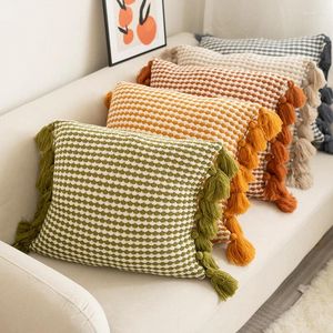 Pillow Nordic Style Flower Sofa Wool Pineapple Check Head Case Knitted Futon Plaid