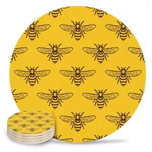 Table Mats Animal Bee Wings Ceramic Set Coffee Tea Cup Coasters Kitchen Accessories Round Placemat