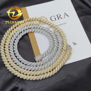 Gra Certificate Factory Price Custom 8mm Iced Out Moissanite 925 Sterling Silver Necklace Handmade Twist Rope Chain for Menlocket necklaces