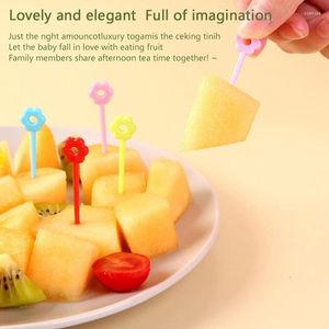 Форкс пластиковая фруктовая вилка выбирает мини -мультфильм Детский закуски для закуски для торта десерт зубочистка для украшения вечеринки Бенто