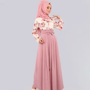 Etniska kläder ramadan blommigt tryck abaya elegant muslimska kvinnor bön lång maxi klänning dubai kaftan arab islam kalkon parti eid jalabiya