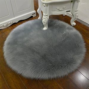 Carpets 30 30cm Small Carpet Chair Cover Bedroom Mat Artificial Wool Warm Sofa Desk Pad Round Floor Mats