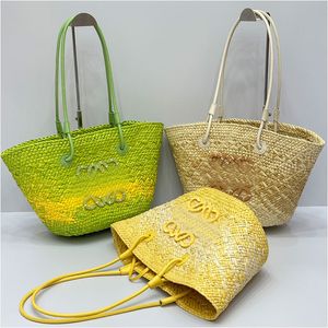 Bolsa de sacola bolsa de gola de palha de bolsa de palha de palha de lúcamo bolsas de luxo de luxo saco de ombro colorido bolsas de ombro tecidas para bolsa de palha de verão bolsa de compras de grande capacidade