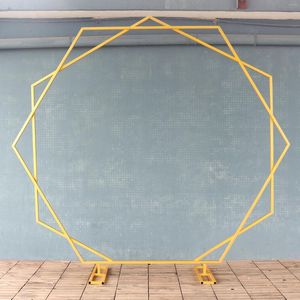 Parti Dekorasyonu Hvayi-Hexagon Düğün Arch Demir Stand Elmas Çerçeve Arka Plan Yol Sahte çiçek sahne