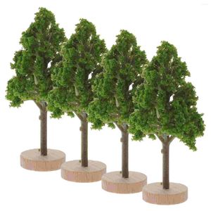 Figurine decorative 4 pezzi tavolo da sabbia Modello di plastica artificiale alberi di plastica artificiale per progetti paesaggi di scenari verdi