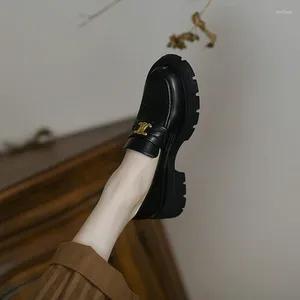 Casual Shoes Mordoan ankomster 2024 Spring äkta ko läder platt damer penny plattform loafers för kvinnor