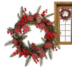 Flores decorativas de pinha de pinha de Natal Artificial para a porta da frente vegetação agulha de guirlanda de guirlanda