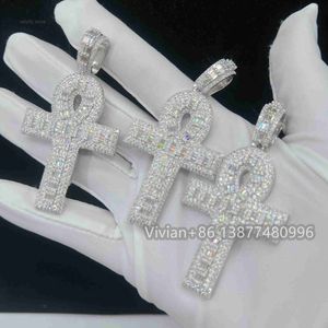 Fine Jewelry Silver 925 mrożone biżuteria hip -hop biżuteria Mężczyźni Mężczyzn Diamond Diamond Ankh Cross Cross Cross