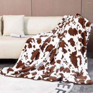 Одеяла коричневая коровье печать флисовый флисовый одеяло Пушистые мягкие горные постельные принадлежности для крупного рогатого скота теплый легкий бросок для спальни домашний декор