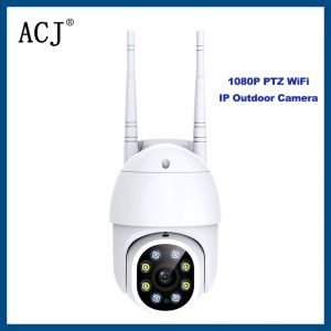 Monitorer ACJ 1080P PTZ WIFI IP CAMERA Audio CCTV Surveillance Outdoor Camera Waterproof Security Protection Mobile Fjärrkontroll