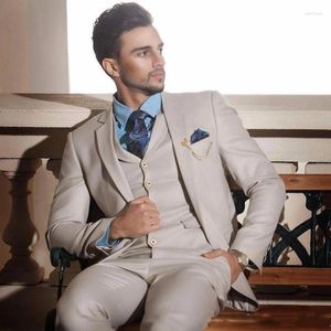 Abiti da uomo 3 pezzi set set uomo 2024 blazer pantalone designer di smoking su misura beige abbigliamento formale vestito da sposa slim cot.