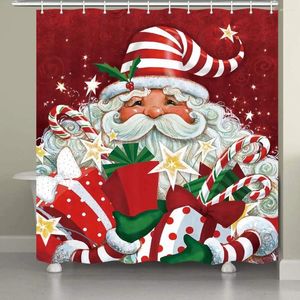 Tende da doccia festive cartone fumetto santa clausola con molti regali bagno di Natale