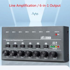 Accessories 6 Channel Professional Sound Mixer Ultra Lownoise Audio Sound Mixer Amplifier for Keyboards,mixer,musical Instruments