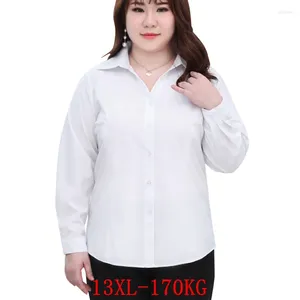 Camicette femminili di grandi dimensioni signore a manica lunga camicia 10xl 11xl 12xl 13xl business ufficita comodo taglio estate bianco 9xl